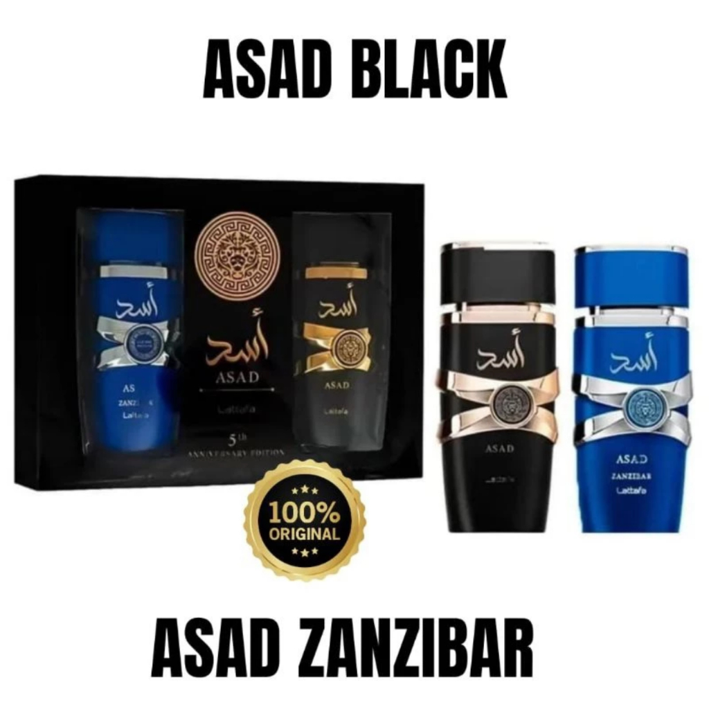Kit Perfume Masculino Lattafa ASAD EDP 100 ml + Perfume ASAD Zanzibar EDP 100ml