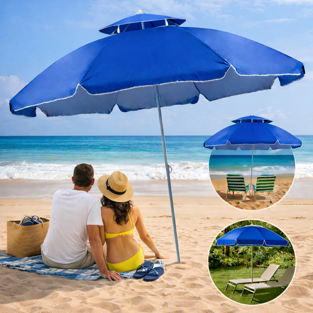 Guarda Sol Grande Gigante 2,40m Praia Verão Piscina Proteção UV Reforçado Qualidade Cores Variadas!!