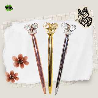 Caneta esferográfica Borboleta Cristal brilhante Luxo de Metal 1,0mm em Oferta na Shopee