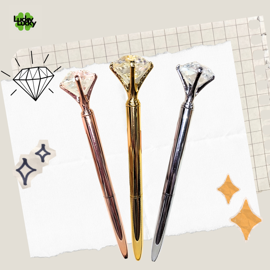 1/3 peças Caneta esferográfica Diamente cristal brilhante Luxo de Metal 1,0mm em Oferta na Shopee
