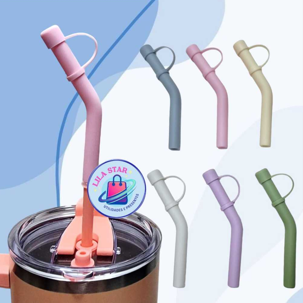 Ponta de Canudo de Silicone Reutilizável com Tampa para Canudo de 8mm