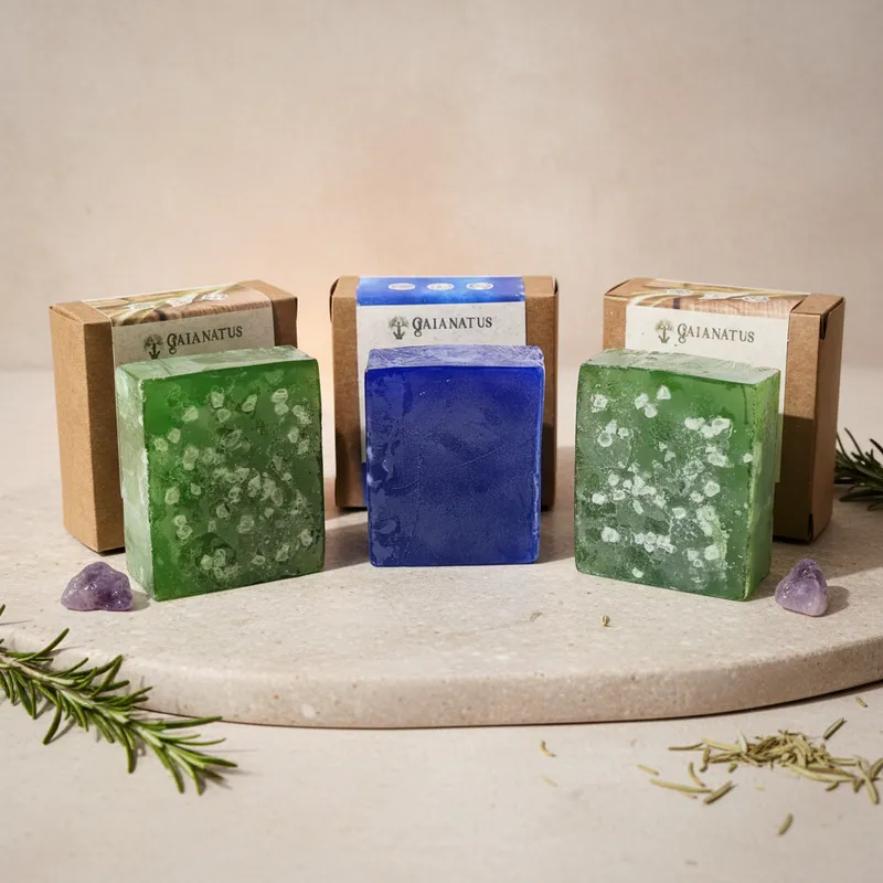 Kit 3 Sabonetes Alecrim Arruda e Sal Grosso e Anil Wagi Oage Limpeza Energética Natural