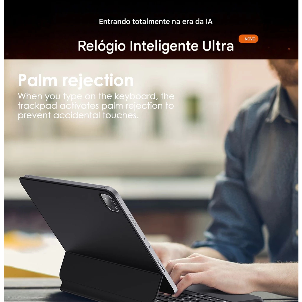 Bettdow Capa de Teclado para iPad Air 13 Polegadas 2024 M2, iPad Pro 12,9 Polega