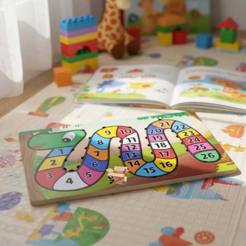 Brinquedo Pedagógico Educativo Em Madeira Quebra Cabeça Cobra Cobrinha Alfabetização Números