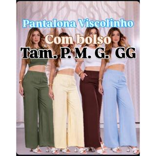 Calça Pantalona Viscolinho Premium Com Bolso Forrada  folgadinha PROMOÇÃO Tendência  Cintura Alta em Oferta na Shopee