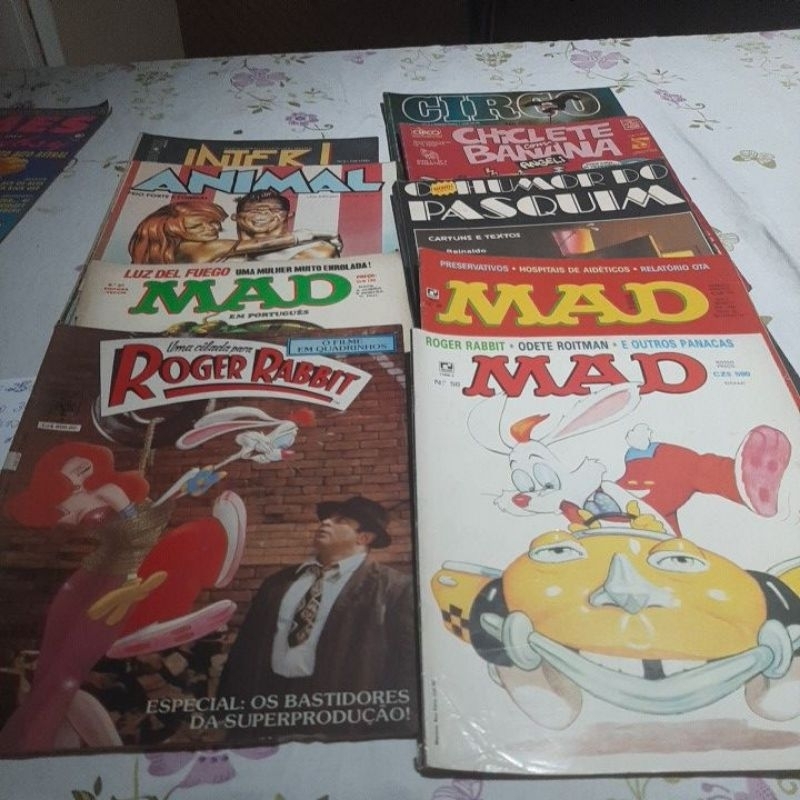 Desapego Coleção Quadrinhos Antigos MAD, Animal, pasquim, chiclete com banana, Roger Rabbit, Inter, Circo