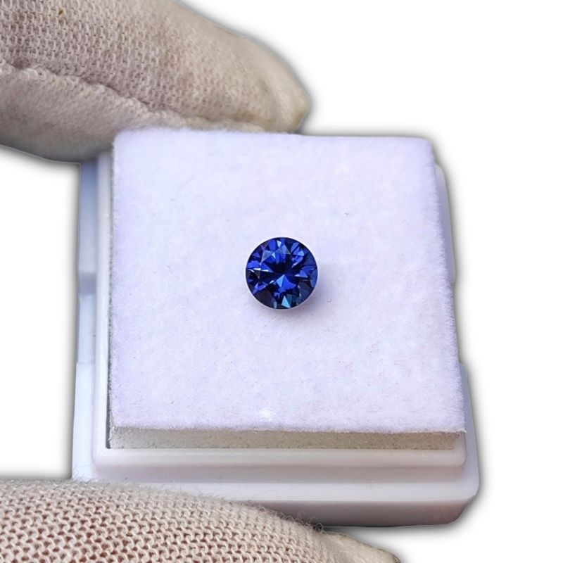 Pedra Preciosa Safira Reconstituída 5mm 0,6 CT Original Com Cápsula