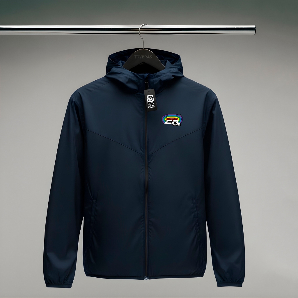 Jaqueta Corta Vento Masculina - CALIFORNIA RACING - Com Capuz, Bolso e Zíper - Academia Corrida Esportes em Oferta na Shopee