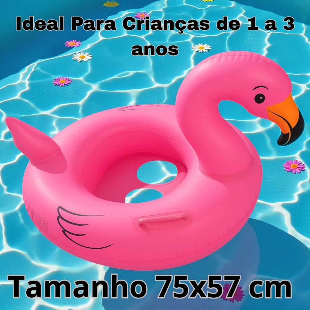 Boia Infantil Com Assento Flamingo Inflável Piscina Praia Verão Diversão e Segurança Boia Bebe