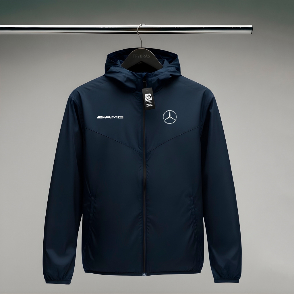 Jaqueta Corta Vento Masculina - MERCEDES 01 - Com Capuz, Bolso e Zíper - Academia Corrida Esportes em Oferta na Shopee