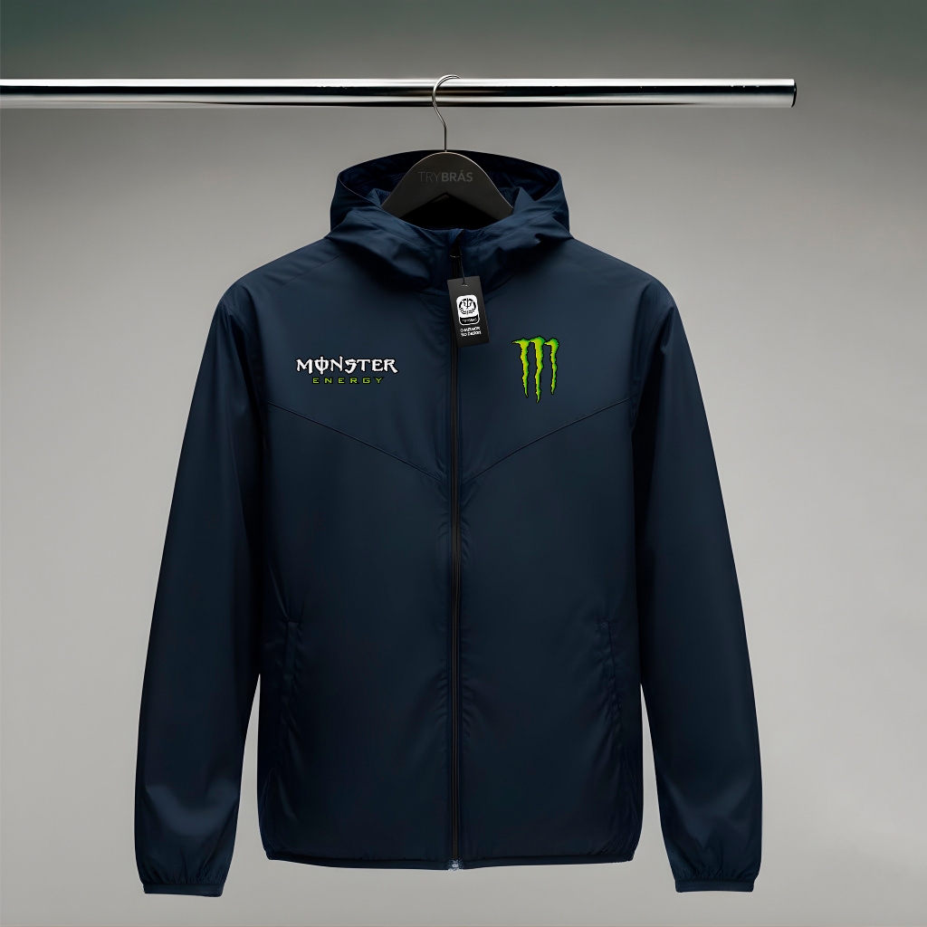 Jaqueta Corta Vento Masculina - MONSTER 02 - Com Capuz, Bolso e Zíper - Academia Corrida Esportes em Oferta na Shopee