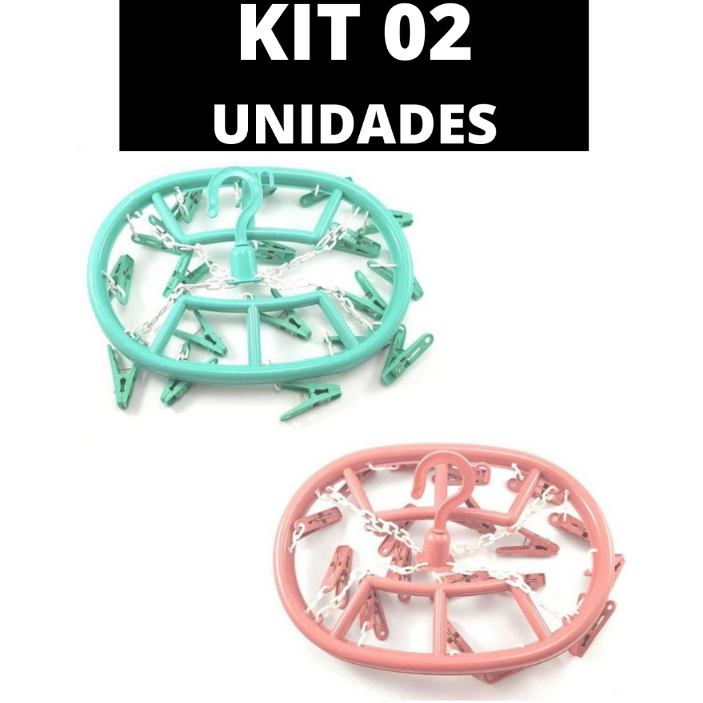 KIT com 2 Varal Roupa Íntima Multiuso Com 18 Prendedores Para Calcinha Cueca Sutiã Biquíni Meias Lavanderia