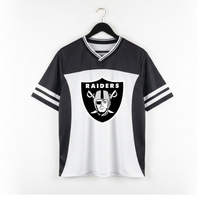 Camiseta Camisa Jersey Raiders Football Americano listas  na manga