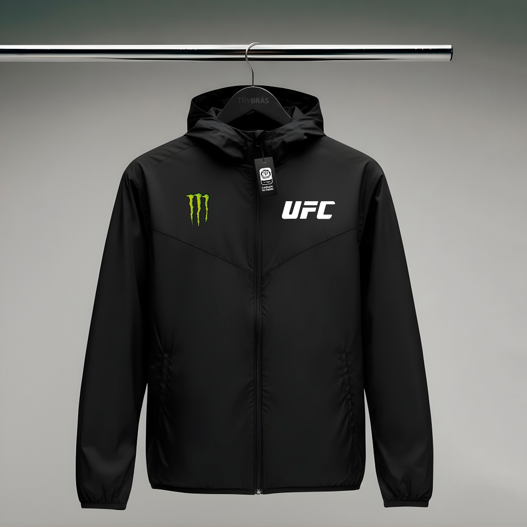 Jaqueta Corta Vento Masculina - UF CMONSTER - Com Capuz, Bolso e Zíper - Academia Corrida Esportes em Oferta na Shopee