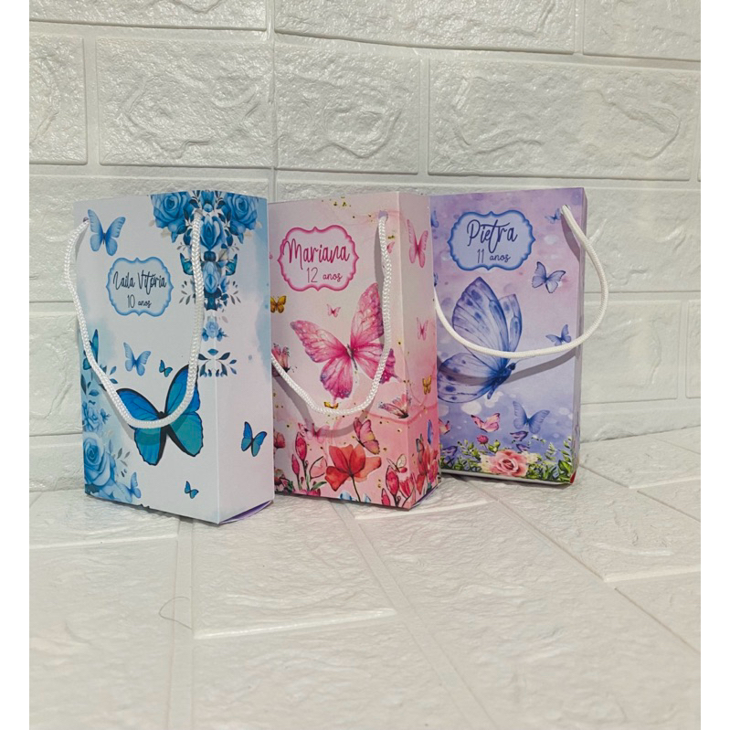 Sacolinha Personalizada (PEGUE E MONTE) BORBOLETA BORBOLETAS JARDIM  Lembrancinhas, Sacolas e Mimos para Festa