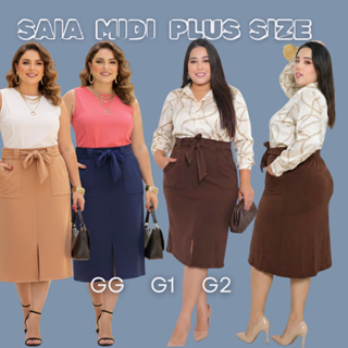Saia Feminina Midi Lapiz Gode Plus Size Com Cintua Alta  Elegancia Conforto Evangelica Vesatil Verão em Oferta na Shopee