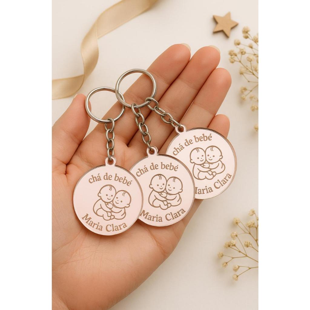 Chaveiro de Acrílico Espelhado  Personalizado kits 10 20 30 e 50 unidades Brindes lembrancinha Logos