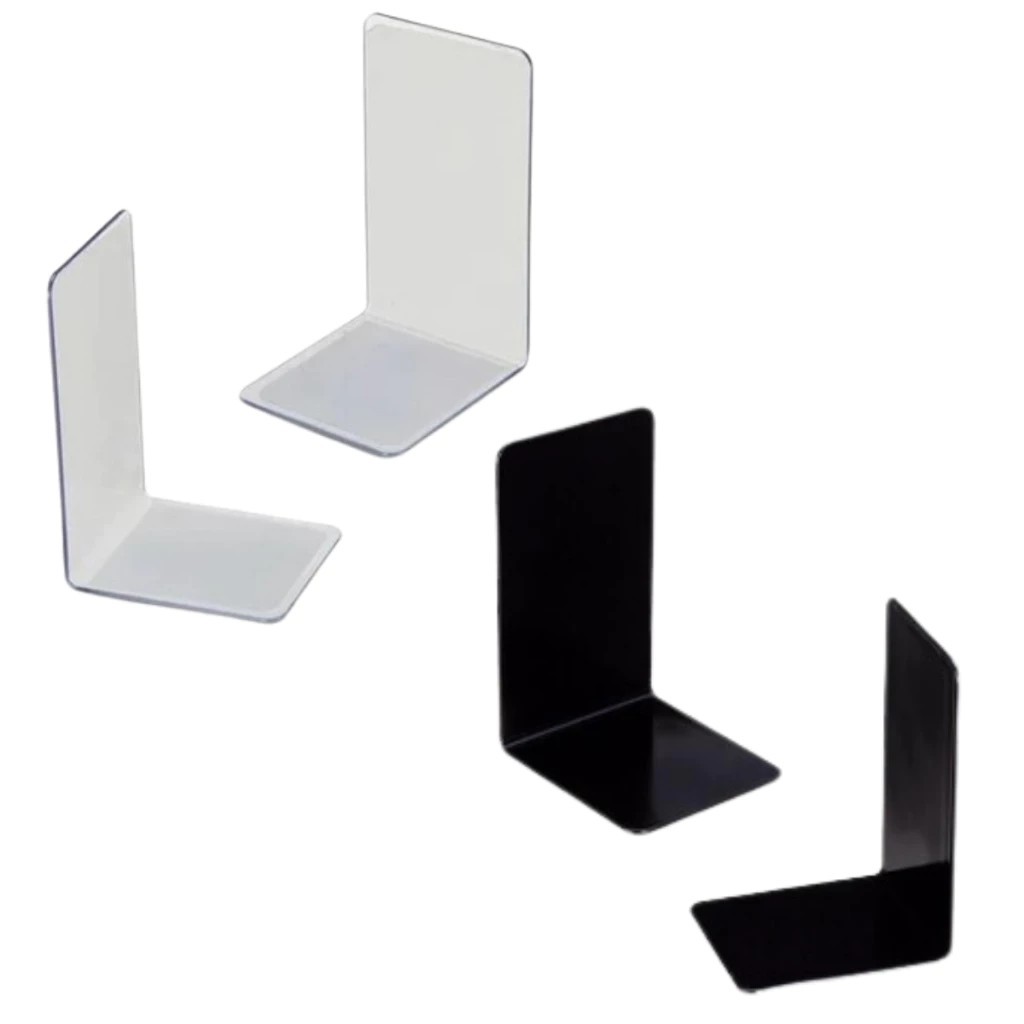 Par de Bibliocanto Acrílico Cristal ou Preto Suporte Lateral para Livros e Estantes Apoio de Livros em Oferta na Shopee