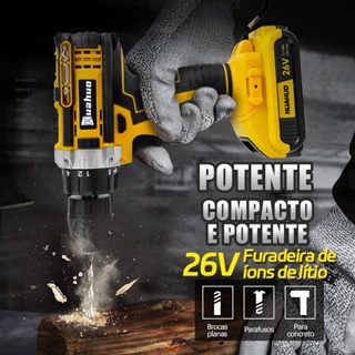 Furadeira Parafusadeira Furadeira e Parafusadeira a Bateria Parafusadeira 26V 2 bateria