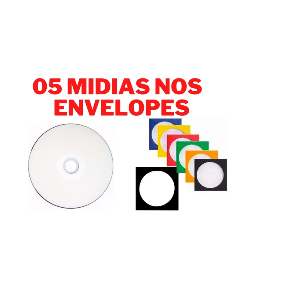 05 unidades de Mídia Virgem Printable DVD-R 4.7gb 120min 16x - Grava Jogo