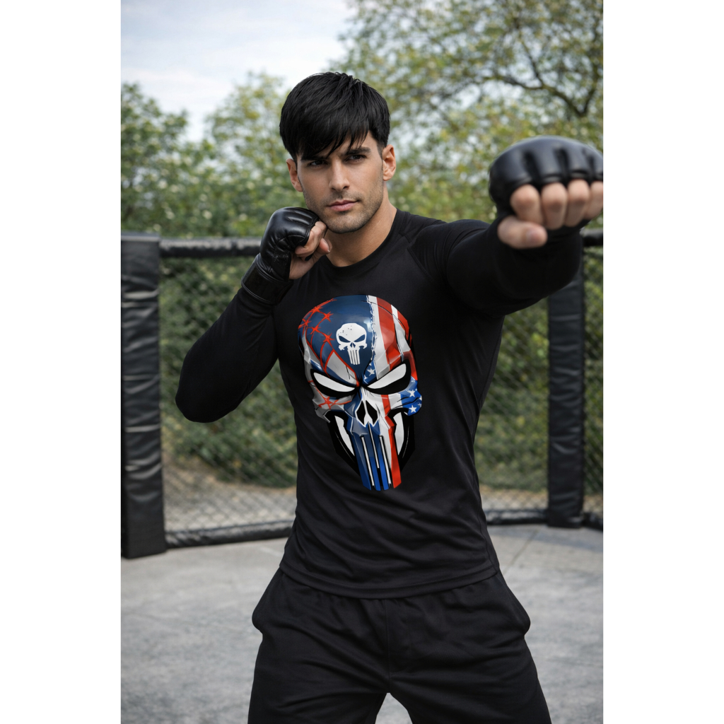 Camiseta Masculina Compressão Manga Longa Térmica – Proteção Solar UV Academia Musculação e Treino