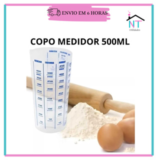 Copo Medidor 500ml Transparente Plástico Receita Dosador Transparente em Oferta na Shopee