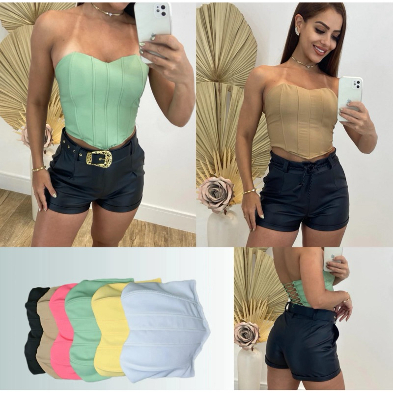 Corselet De Alfaiataria Corsele Tomara que caia corset Moda Blogueira Moda Gringa Moda Balada