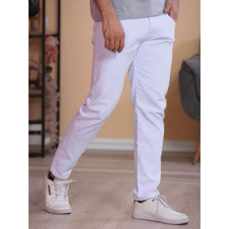 calça branca skinny algodão com lycra masculina confortável promoção 2026