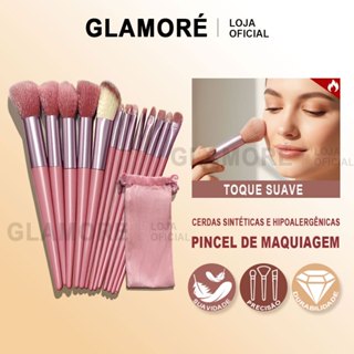 Kit de Pincéis 13pcs Profissional | Pincéis para Base Pó Blush Olhos | Estojo em Oferta na Shopee