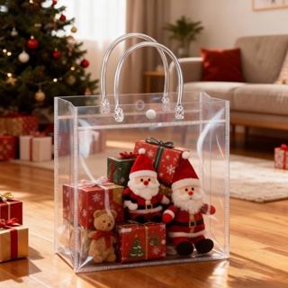 50 Unidades 20*20*9cm Reutilize Sacos De Presente Plástico Pvc Reutilizável PVC Lembrancinha em Oferta na Shopee