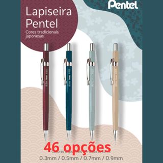 Lapiseira Técnica 0.3 0.5 0.7 0.9 Pentel Sharp, Metálica, Clena  e Cores Tradicionais Japonesas P200 em Oferta na Shopee