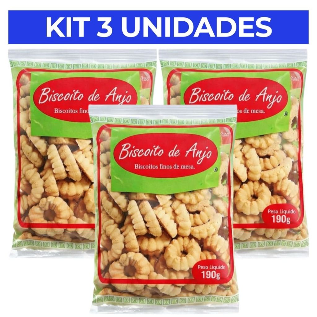 Kit 3/6 Biscoitos de Anjo tradicional leite 100g cada | Biscoito Fino de Mesa | Nordeste | Lanche/café da tarde