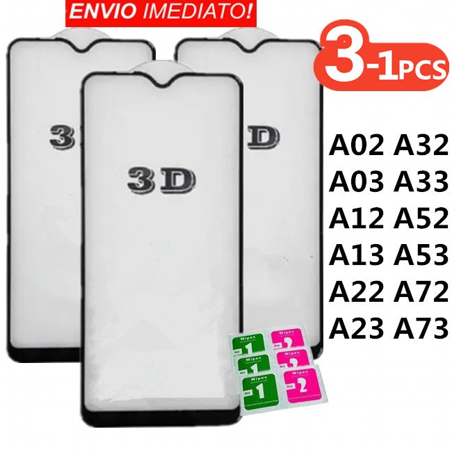 Peças Película De Vidro Temperado 3D Espessura Max para Samsung A02 A03 A12 A13 A22 A23 A32 A33 A52 A53 A72 A73