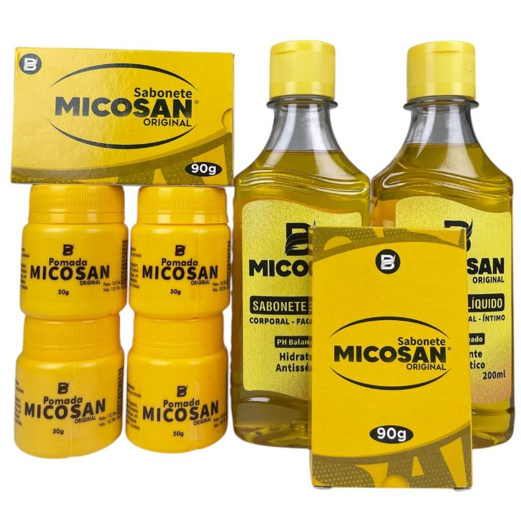 Kit Micosan Clareador 4 Pomadas, 2 Sabonetes Líquidos e 2 Sabonetes em Barra Original