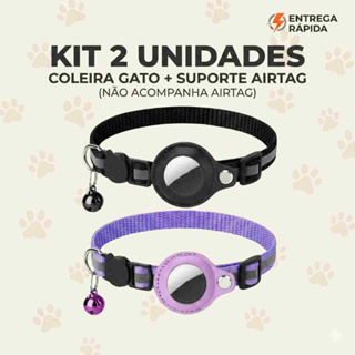 Kit 2 Coleiras Gato Suporte AirTag Ajustável Refletiva Rastreador Pet (Não inclui AirTag) em Oferta na Shopee