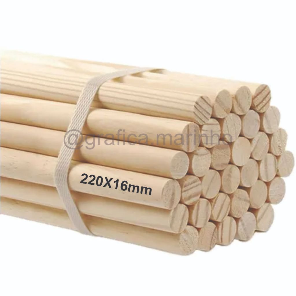 Bastão Madeira Pinus 22CM ou (220x16mm) em Oferta na Shopee