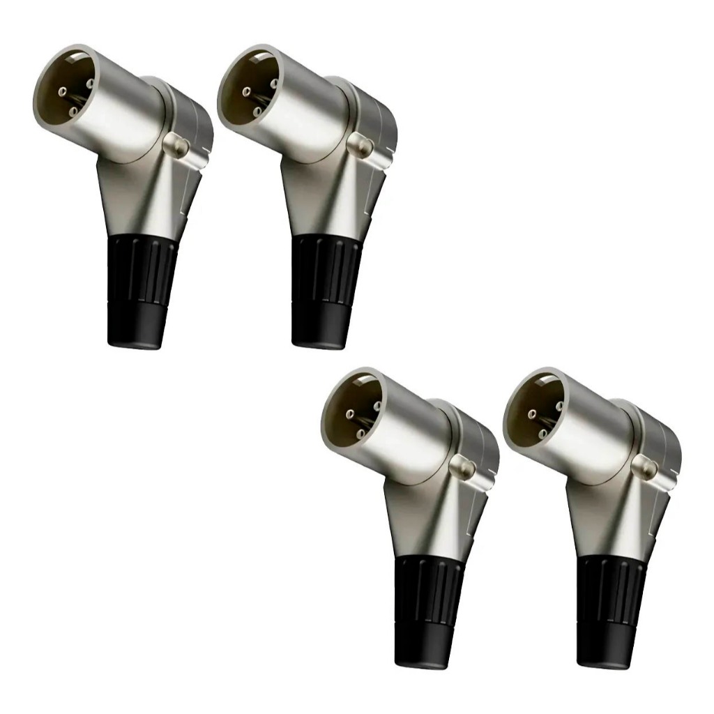 Kit 4 Conectores Xlr Macho 90°wireconex Plug Cannon