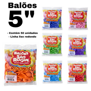 Balão N°5 Polegadas Redondo São Roque C/50 unidades Balões Látex em Oferta na Shopee