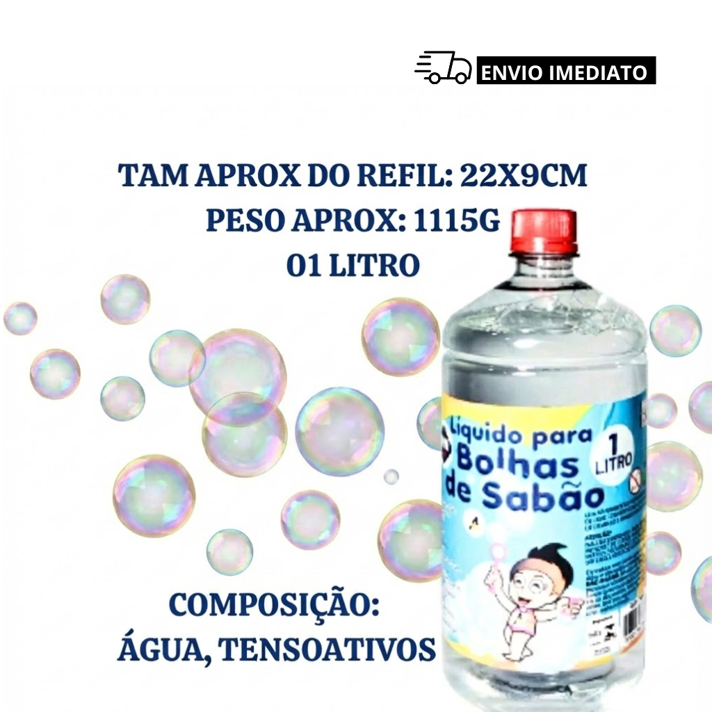 Refil Para Bolha de Sabão Líquido Para Maquina De Fazer Bolhas 1L Gigante Para Pistolas