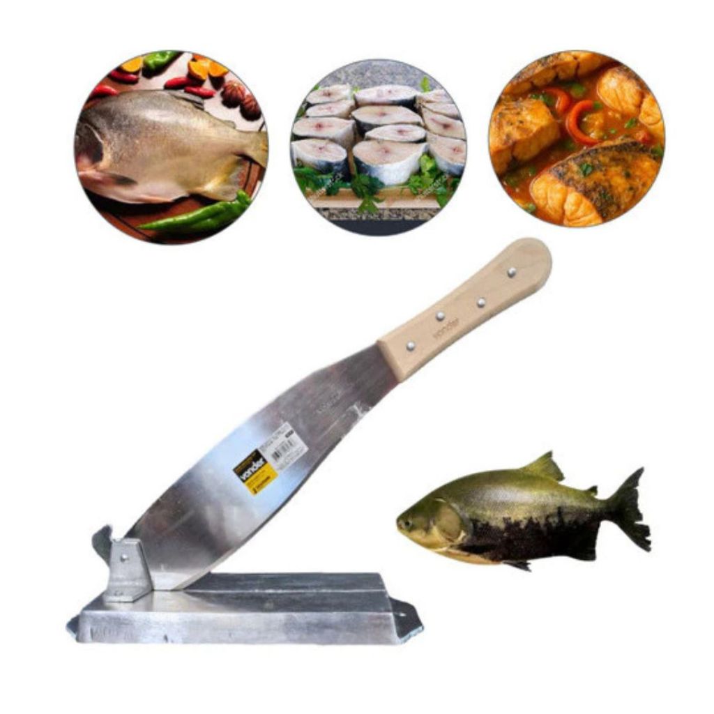 Guilhotina Para Peixe Picador Cortador Em Alumínio Batido Prateado