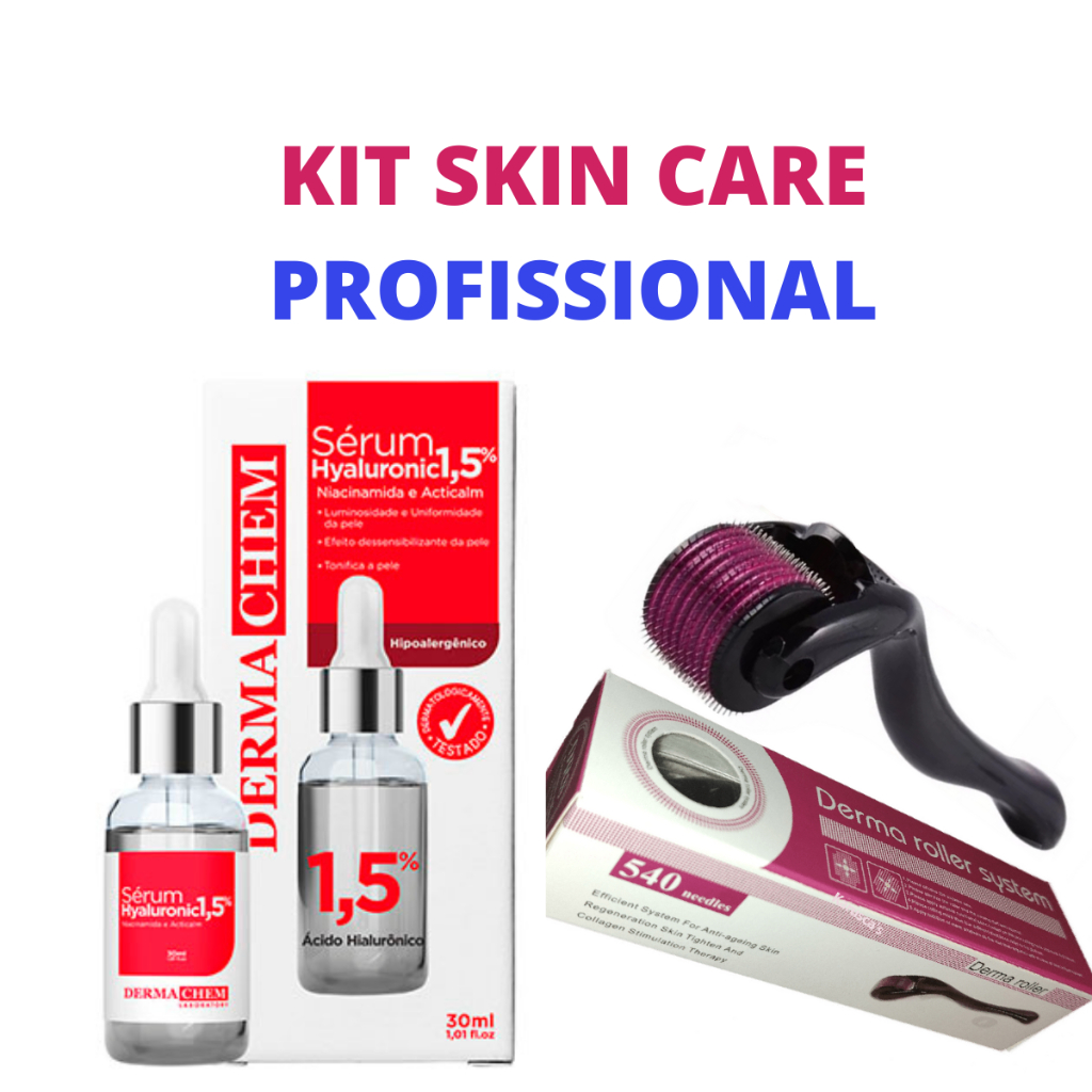 Ácido Hialurônico 1,5% Kit Com Microagulhamento Combate Previne Rugas Linha de Expressão Clareamento
