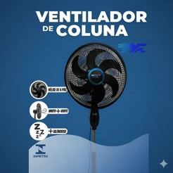 Ventilador De Coluna Preto 40cm Turbo 6 Pás ventilador de pé 110v/220v