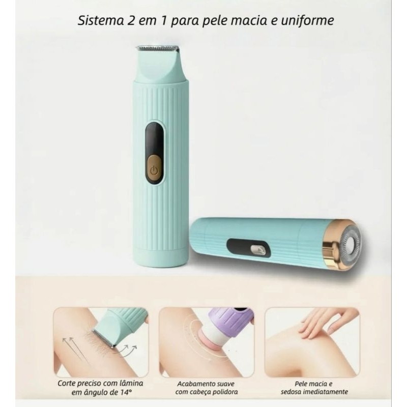 depilador feminino 2 em 1 elétrico recarregável portatil bivolt/Kodi e luatek 2 cores disponíveis🪒