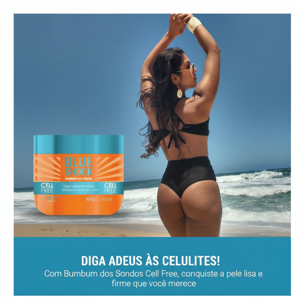 Creme Anti Celulite, Firmador, Empina  Bumbum  - Creme Hidratante Bum Bum dos Sonhos Blue Shock -  Redutor de medidas