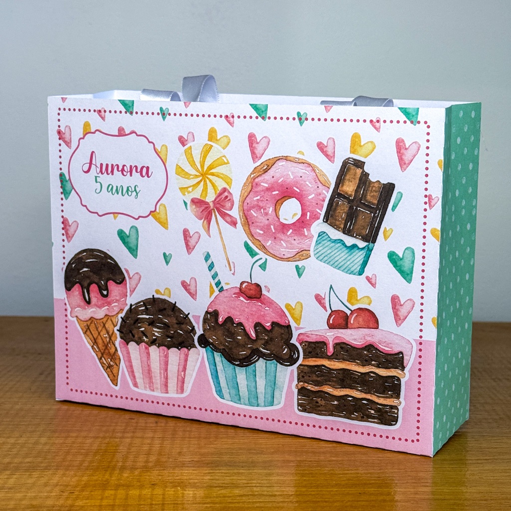 PEGUE E MONTE Kit Sacolinha Personalizada CONFEITARIA Festa Aniversário Lembrancinha