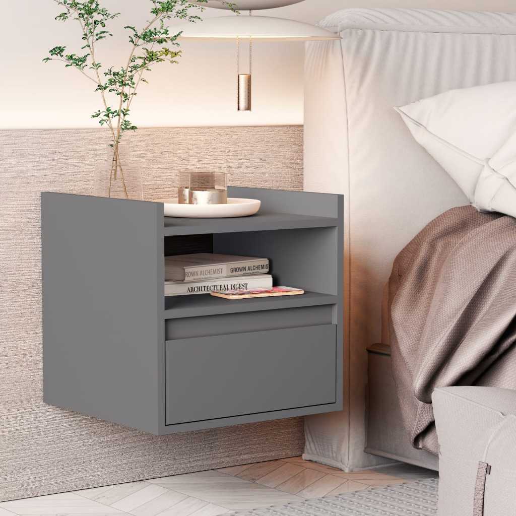 Mesa de Cabeceira Suspensa Minerva para Quarto | 1 Gaveta ou Porta Basculante + Nicho | Estilo Retrô/Moderno | MDP/MDF |