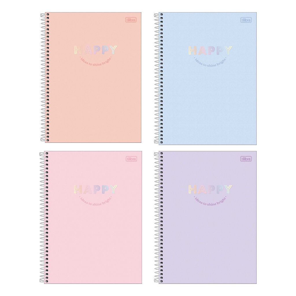 Caderno Universitário Espiral Capa Dura Happy 1 Matéria com 80 Folhas 20 x 27,5 cm - Tilibra