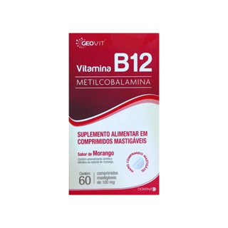 Vitamina B12 Geovit Com 60 Comprimidos Mastigáveis Sabor Morango em Oferta na Shopee