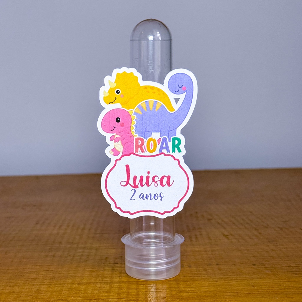Kit Apliques para Tubete Personalizados DINOSSAURO MENINA Lembrancinha Festa Aniversário