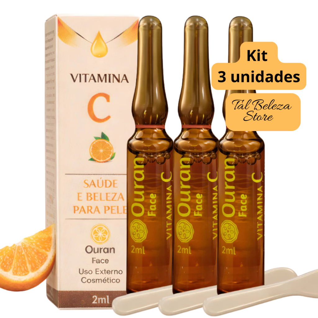 Arovitel Vitamina C Ouran 2ml - Kit C/ 3 ampolas rejuvenecimento facial